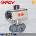 Pneumatic double acting 3way L-type 2'' pvc valves